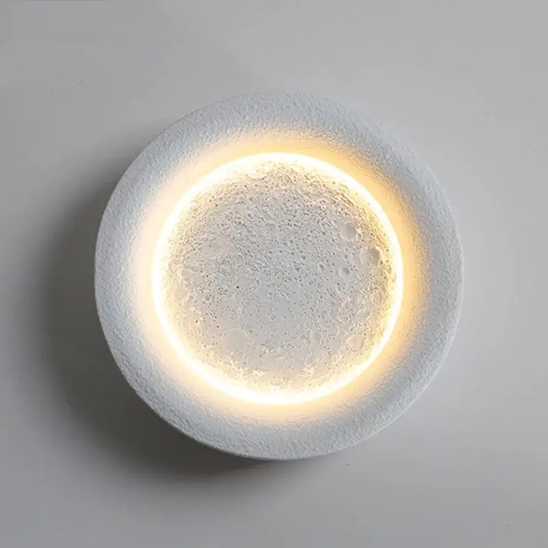 Modern gypsum white led full moon wall lamp for bedroom decor