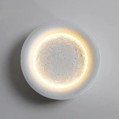 Modern gypsum white led full moon wall lamp for bedroom decor