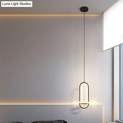 Modern halo ring bedside pendant light for bedroom