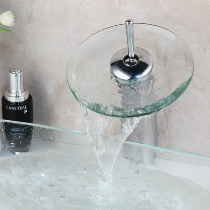 Modern hand painted glass basin mixer faucet bathroom sink chrome