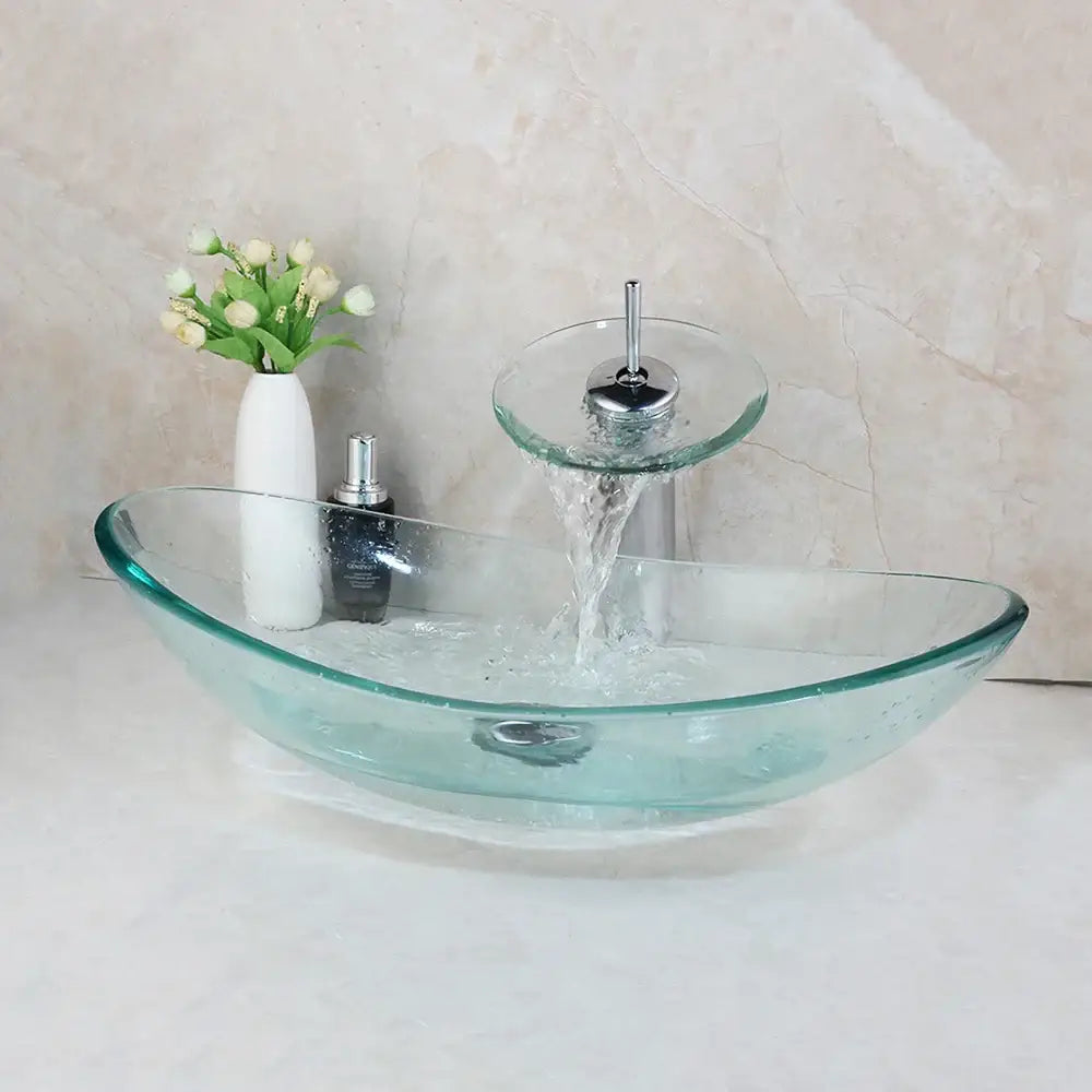 Modern hand painted glass basin mixer faucet bathroom sink chrome