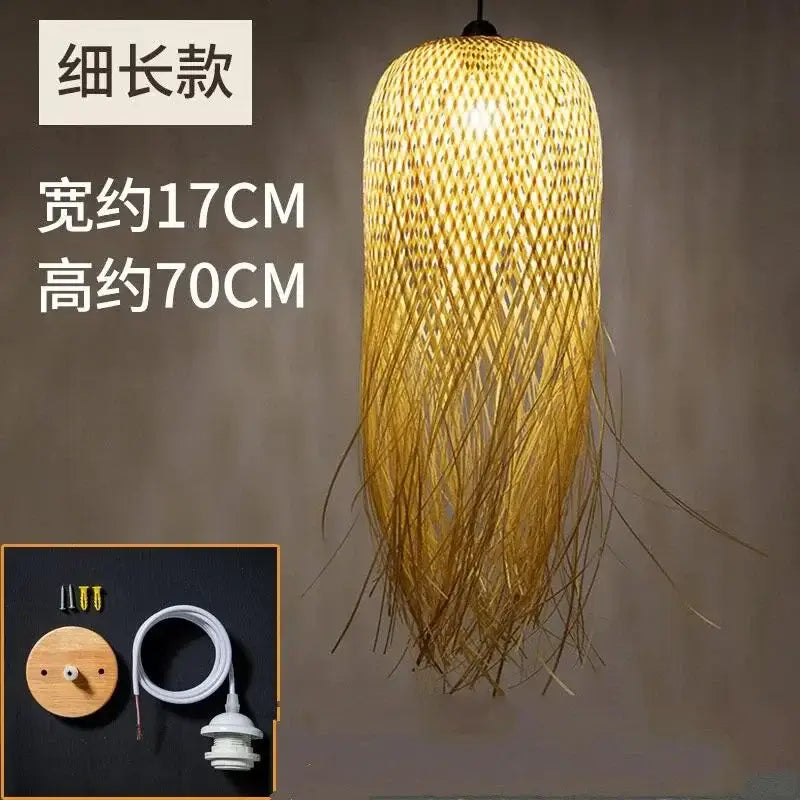 Modern handwoven bamboo pendant lights for dining room
