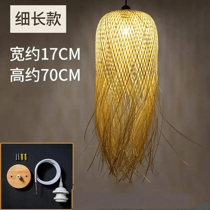 Modern handwoven bamboo pendant lights for dining room
