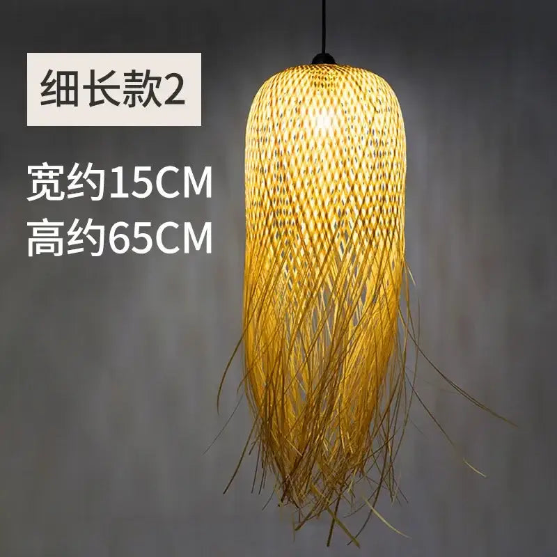 Modern handwoven bamboo pendant lights for dining room