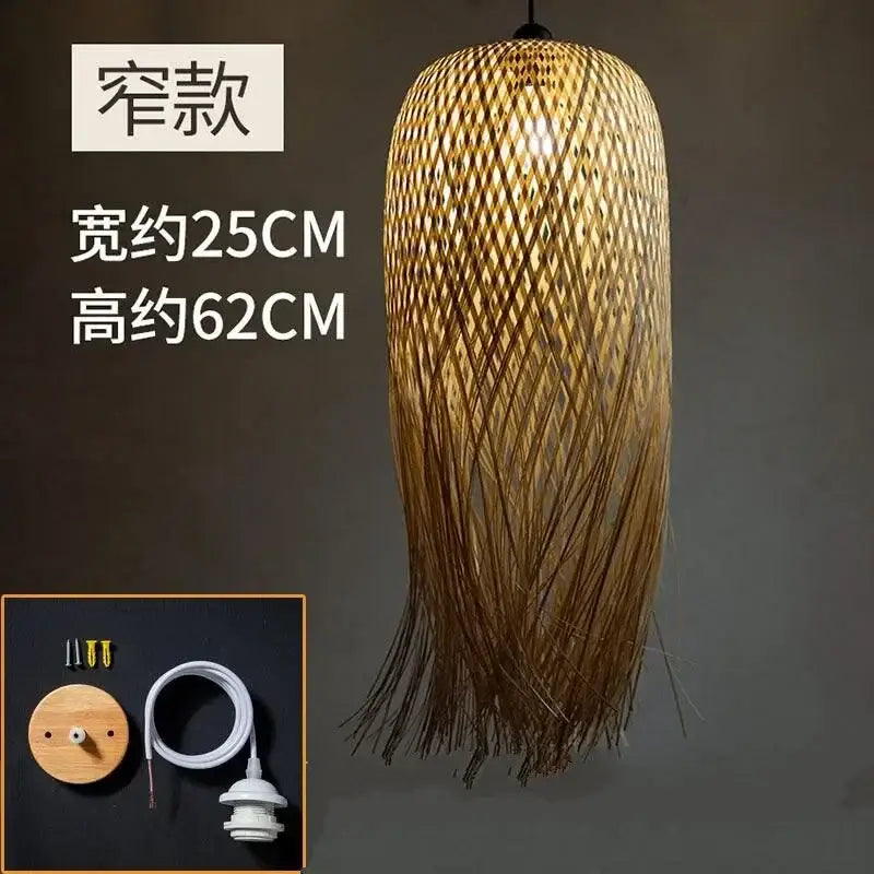 Modern handwoven bamboo pendant lights for dining room