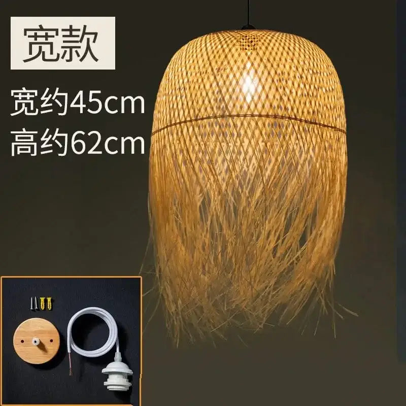 Modern handwoven bamboo pendant lights for dining room