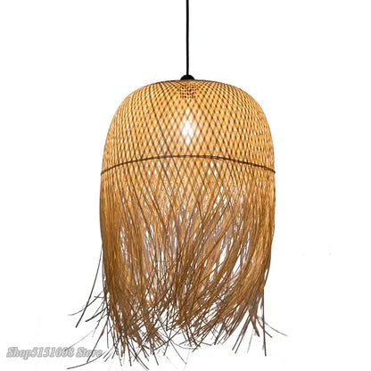 Modern handwoven bamboo pendant lights for dining room