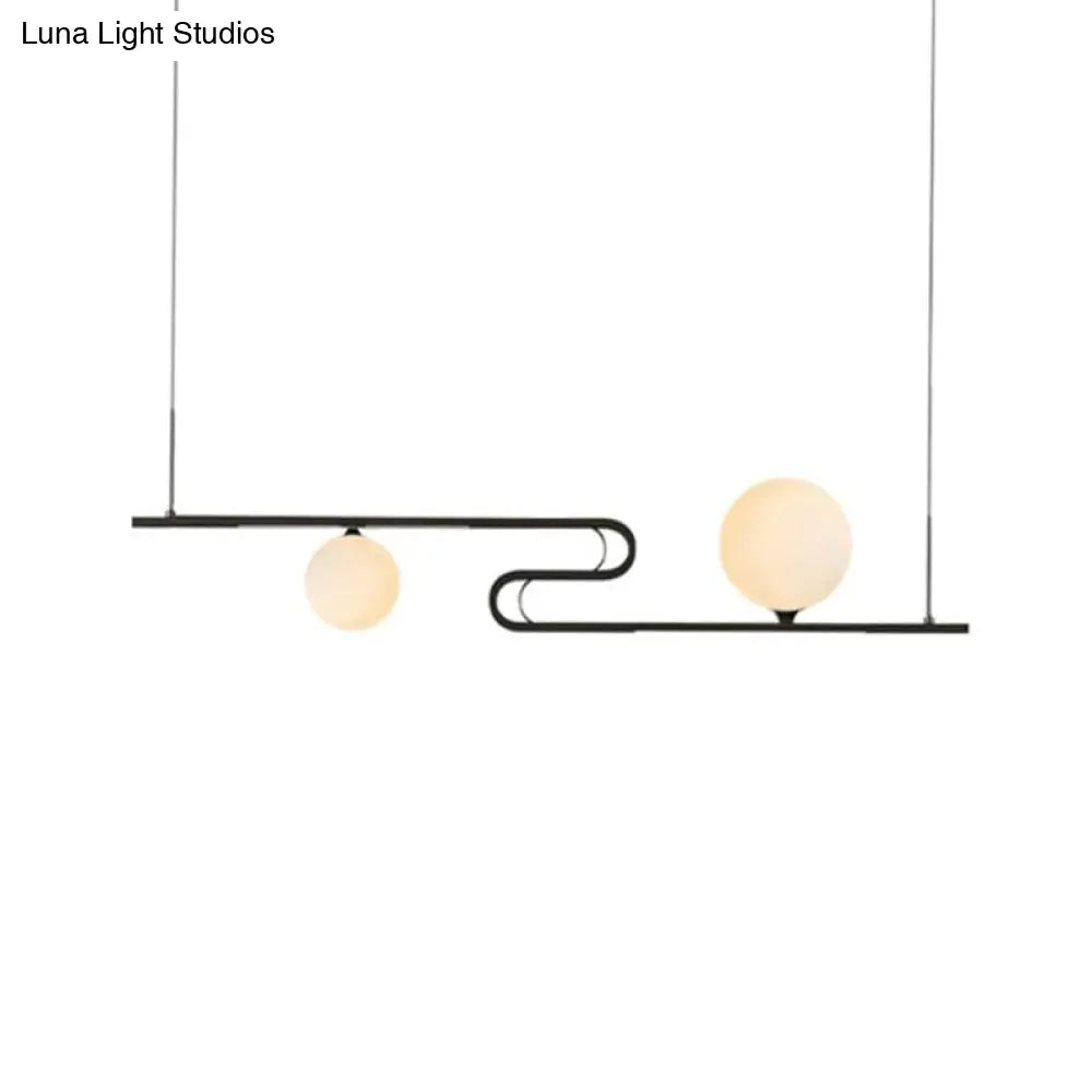 DecorBites™ Modern Hanging Chandelier with Milky Glass and Folding Line Design in Black for Dining Hall Island - Simplicity Modo
