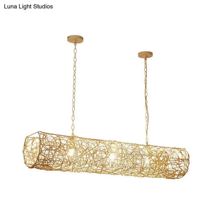 DecorBites™ Modern Hanging Rattan Ceiling Light with 3 Bulbs for Tea Room Island