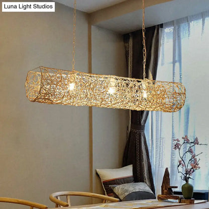 DecorBites™ Modern Hanging Rattan Ceiling Light with 3 Bulbs for Tea Room Island