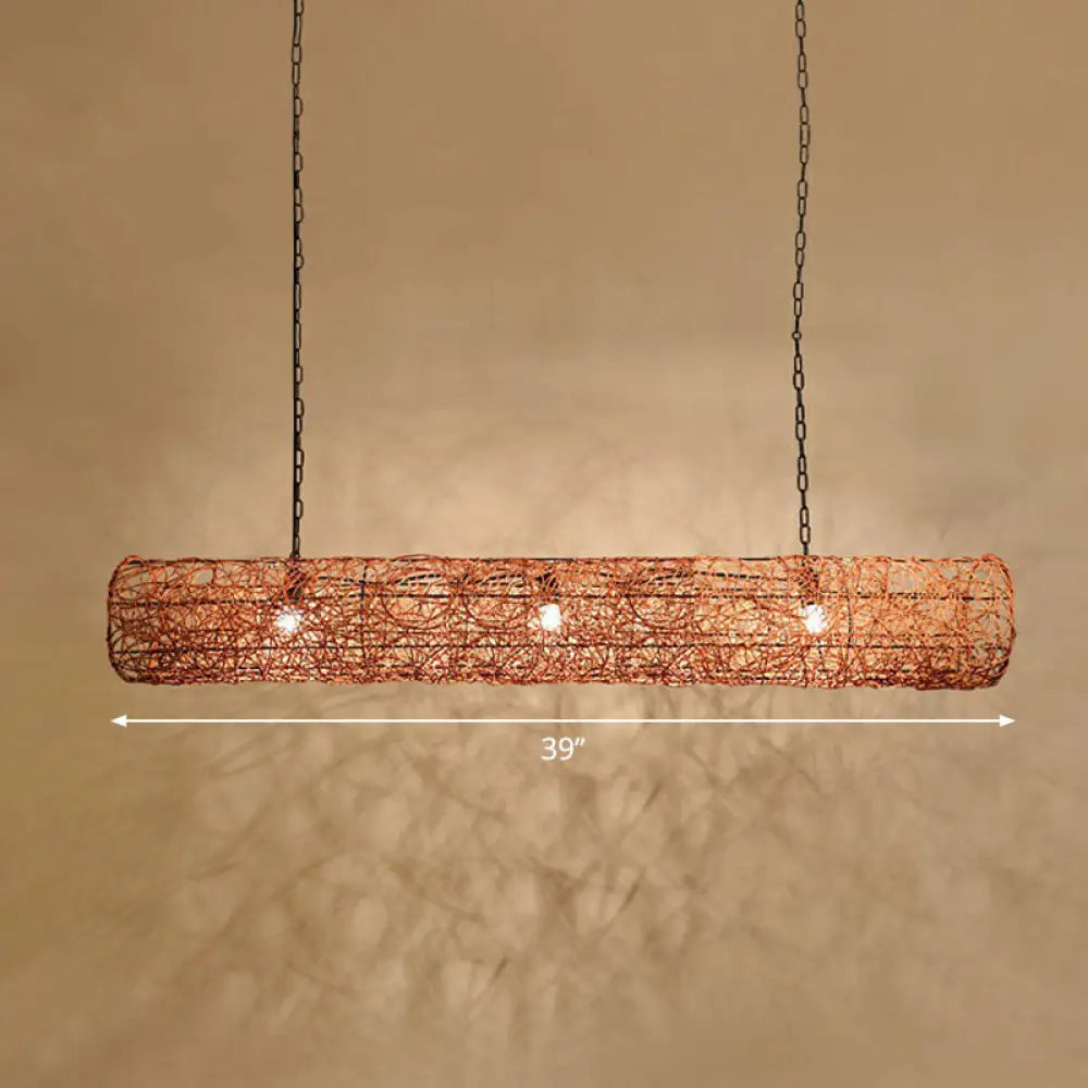 DecorBites™ Modern Hanging Rattan Ceiling Light with 3 Bulbs for Tea Room Island