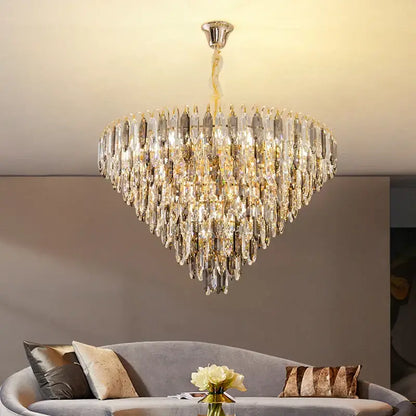 Modern heart shaped gold crystal chandelier living room