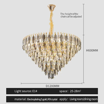 Modern heart shaped gold crystal chandelier living room