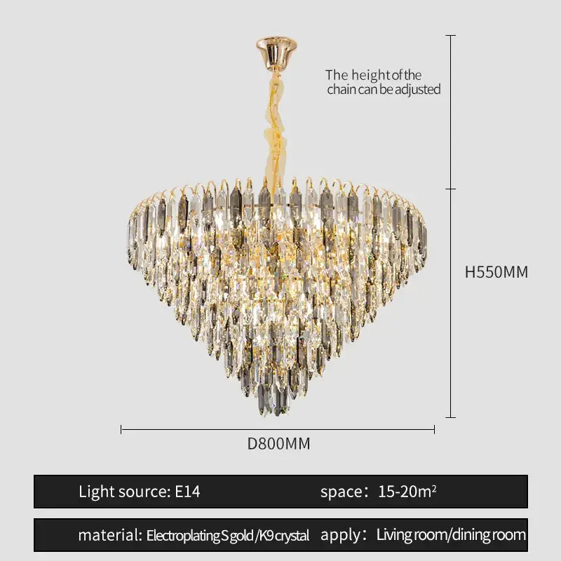 Modern heart shaped gold crystal chandelier living room
