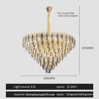 Modern heart shaped gold crystal chandelier living room