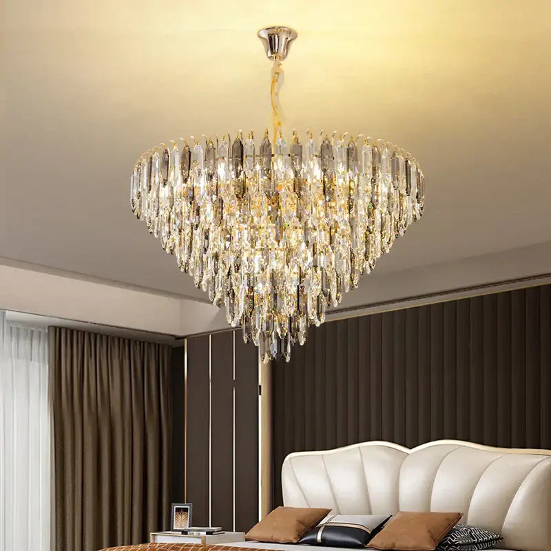 Modern heart shaped gold crystal chandelier living room