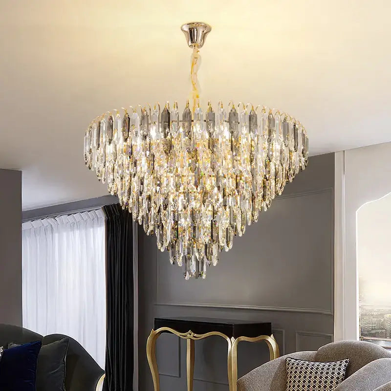 Modern heart shaped gold crystal chandelier living room