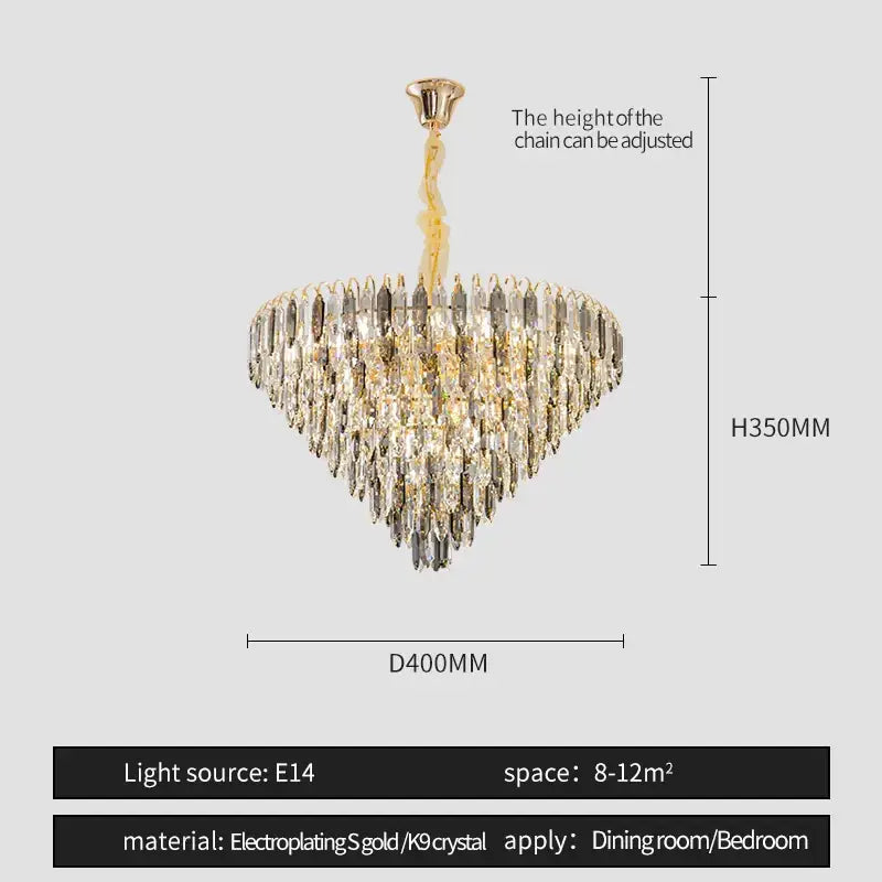 Modern heart shaped gold crystal chandelier living room