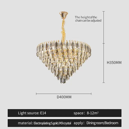 Modern heart shaped gold crystal chandelier living room