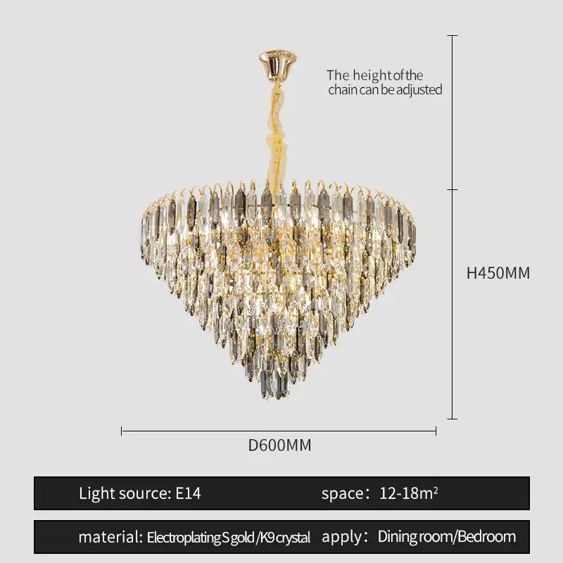 Modern heart shaped gold crystal chandelier living room