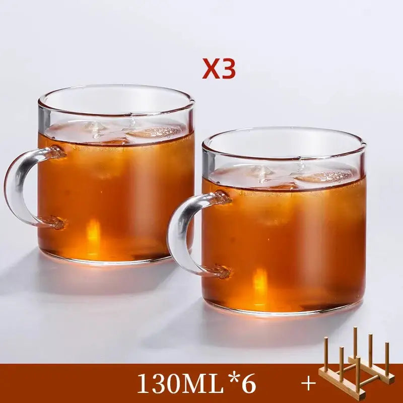 Modern heat resistant clear glass tea cup set dining room mugs