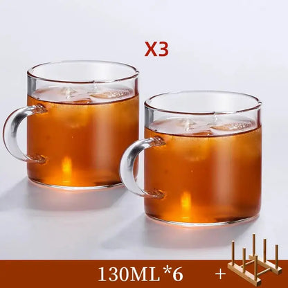 Modern heat resistant clear glass tea cup set dining room mugs