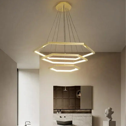 Modern hexagon aluminium led pendant light for living room dimmable