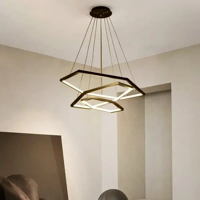 Modern hexagon aluminium led pendant light for living room dimmable