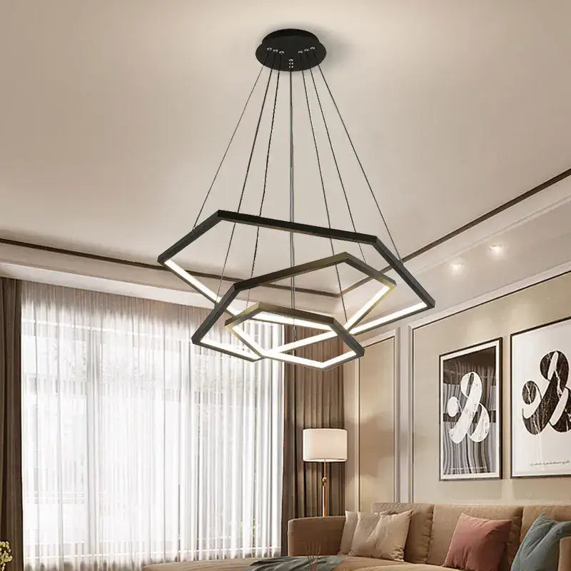 Modern hexagon aluminium led pendant light for living room dimmable