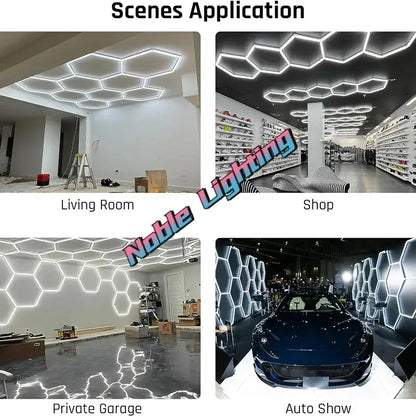 Modern hexagon led ceiling light white & gray garage fixture