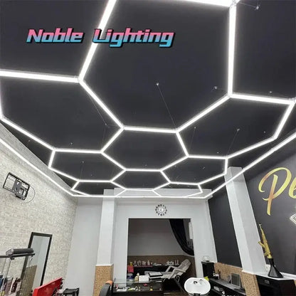 Modern hexagon led ceiling light white & gray garage fixture