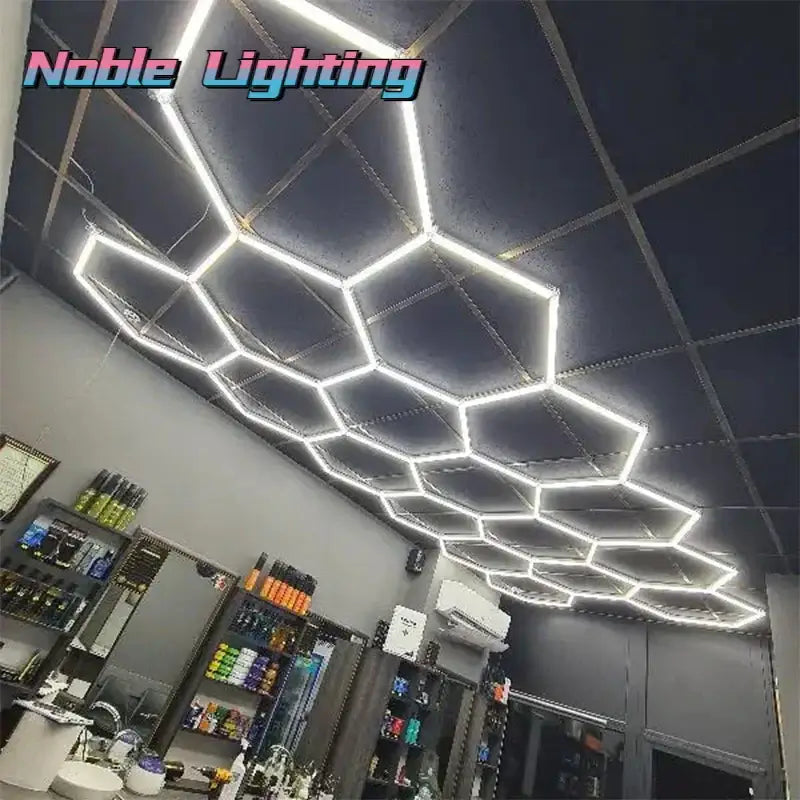 Modern hexagon led ceiling light white & gray garage fixture