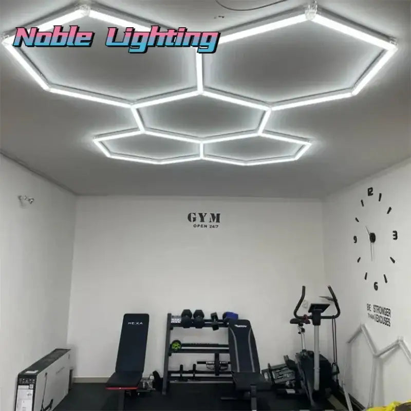 Modern hexagon led ceiling light white & gray garage fixture