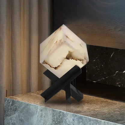 Modern hexagonal cube marble table lamp bedroom light