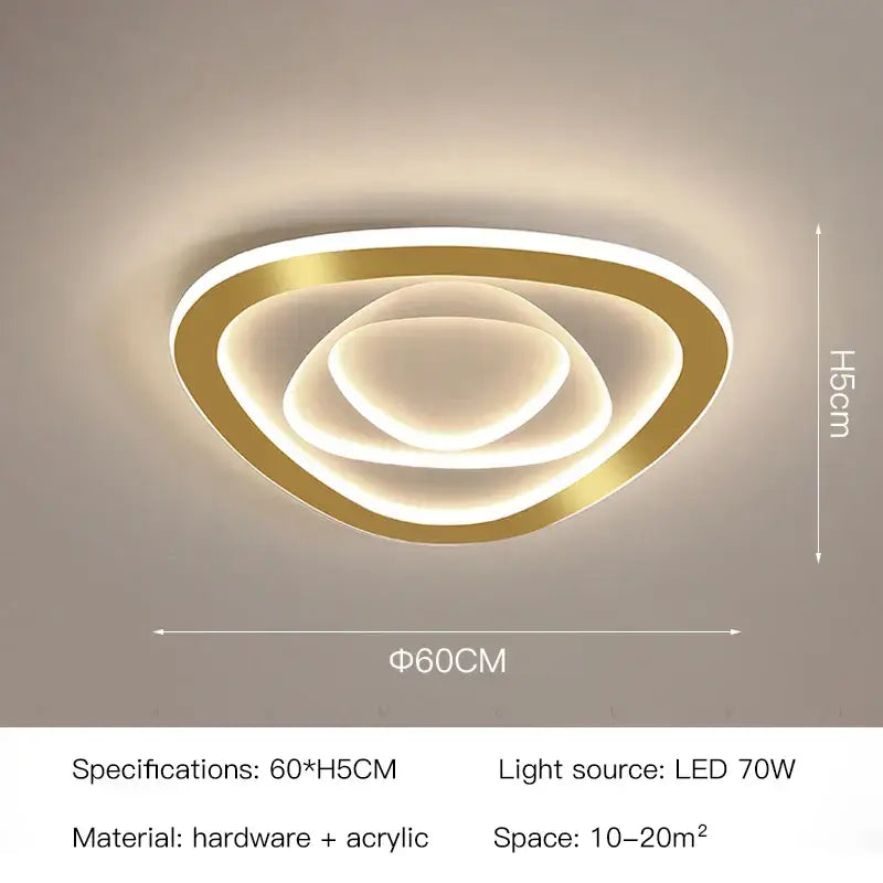 Modern hexagonal gold luxury led ceiling chandelier for living room