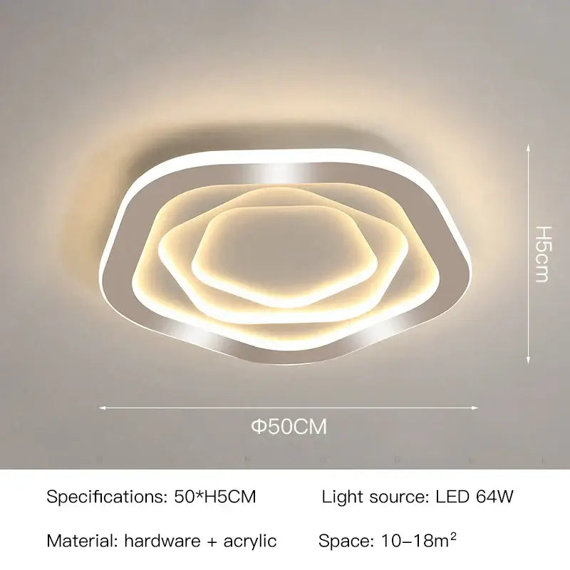 Modern hexagonal gold luxury led ceiling chandelier for living room