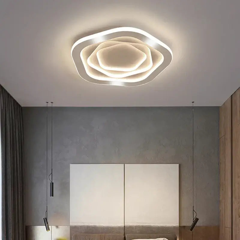 Modern hexagonal gold luxury led ceiling chandelier for living room
