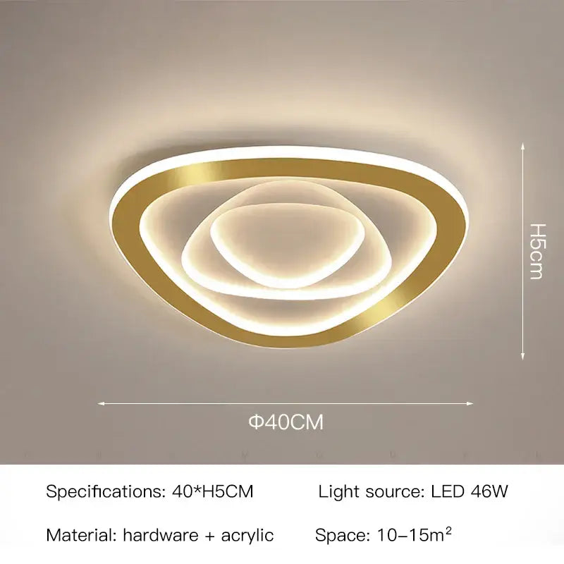 Modern hexagonal gold luxury led ceiling chandelier for living room
