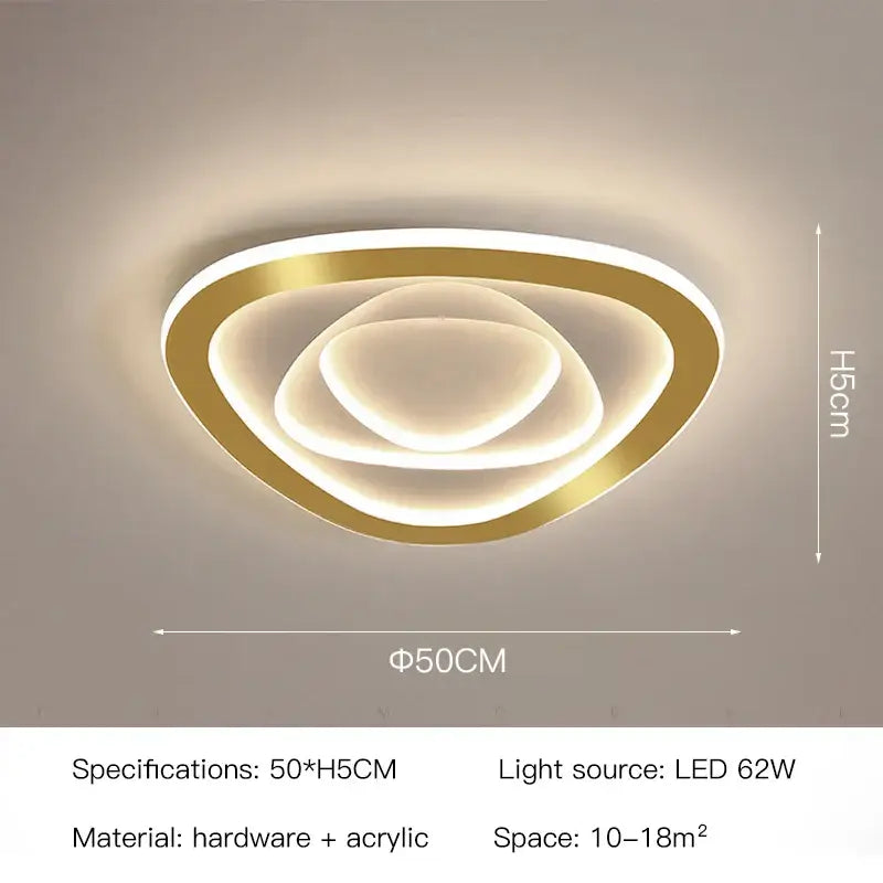 Modern hexagonal gold luxury led ceiling chandelier for living room