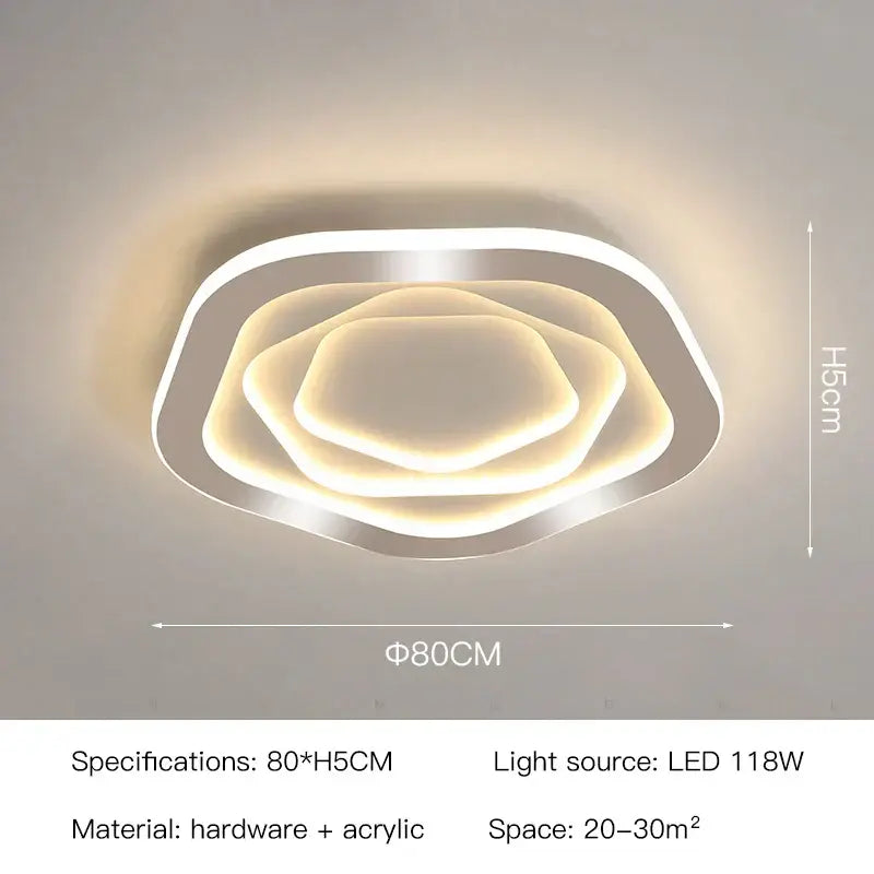 Modern hexagonal gold luxury led ceiling chandelier for living room
