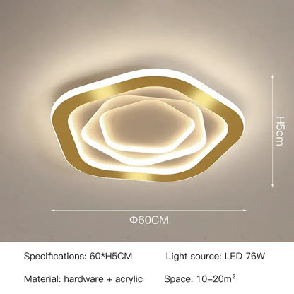 Modern hexagonal gold luxury led ceiling chandelier for living room