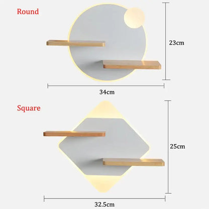 Modern hexagonal wood led bedside shelf wall lamp bedroom usb charger