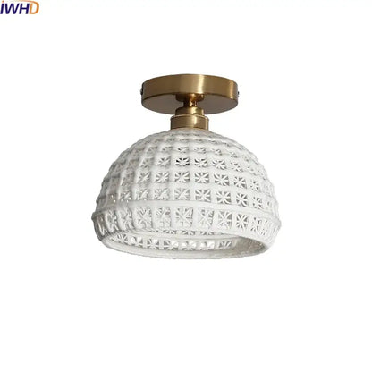 Modern hollow white and gold ceramic led ceiling lights living room