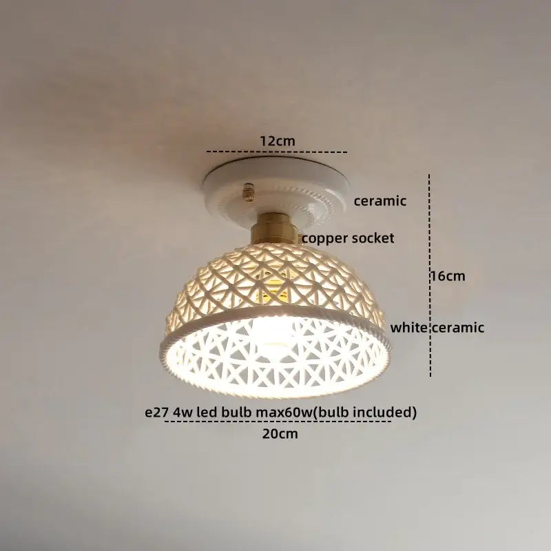 Modern hollow white and gold ceramic led ceiling lights living room