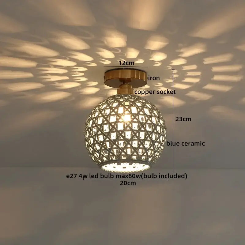 Modern hollow white and gold ceramic led ceiling lights living room