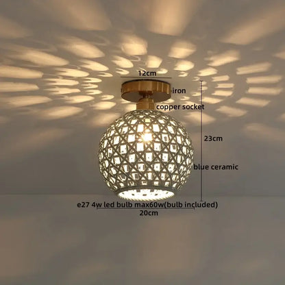 Modern hollow white and gold ceramic led ceiling lights living room