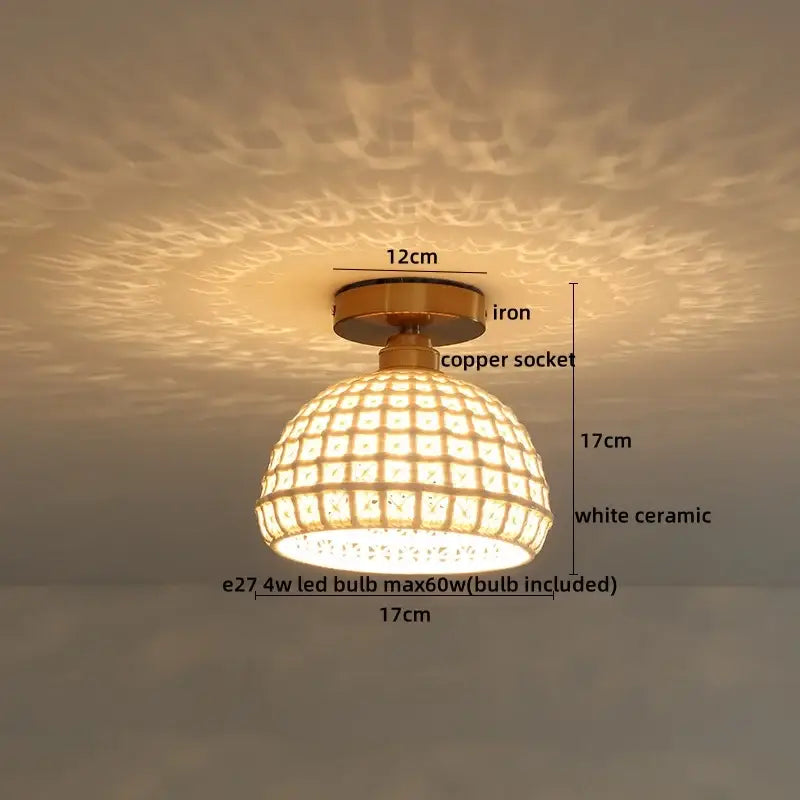 Modern hollow white and gold ceramic led ceiling lights living room