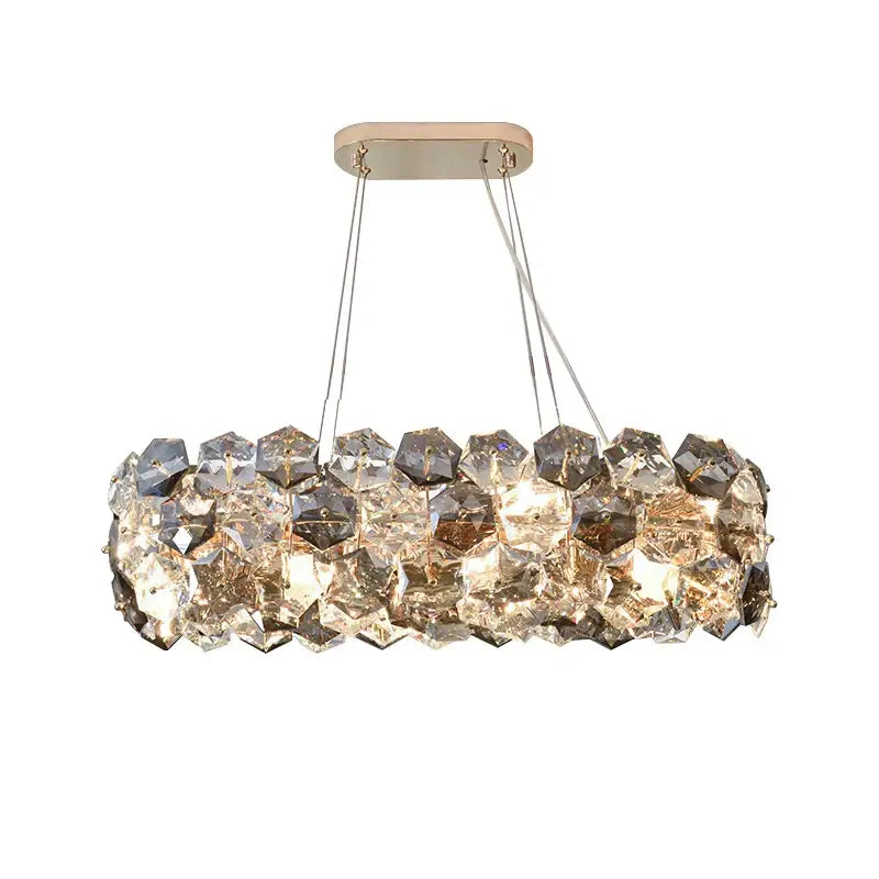 Modern honeycomb crystal wrought iron chandelier dining room light