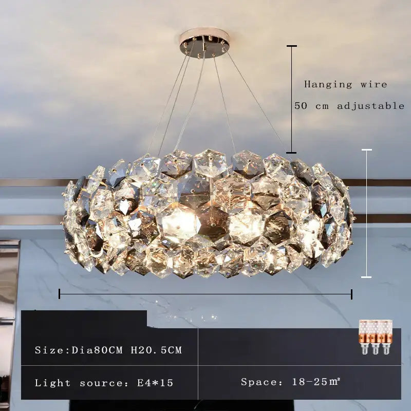Modern honeycomb crystal wrought iron chandelier dining room light