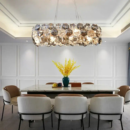 Modern honeycomb crystal wrought iron chandelier dining room light
